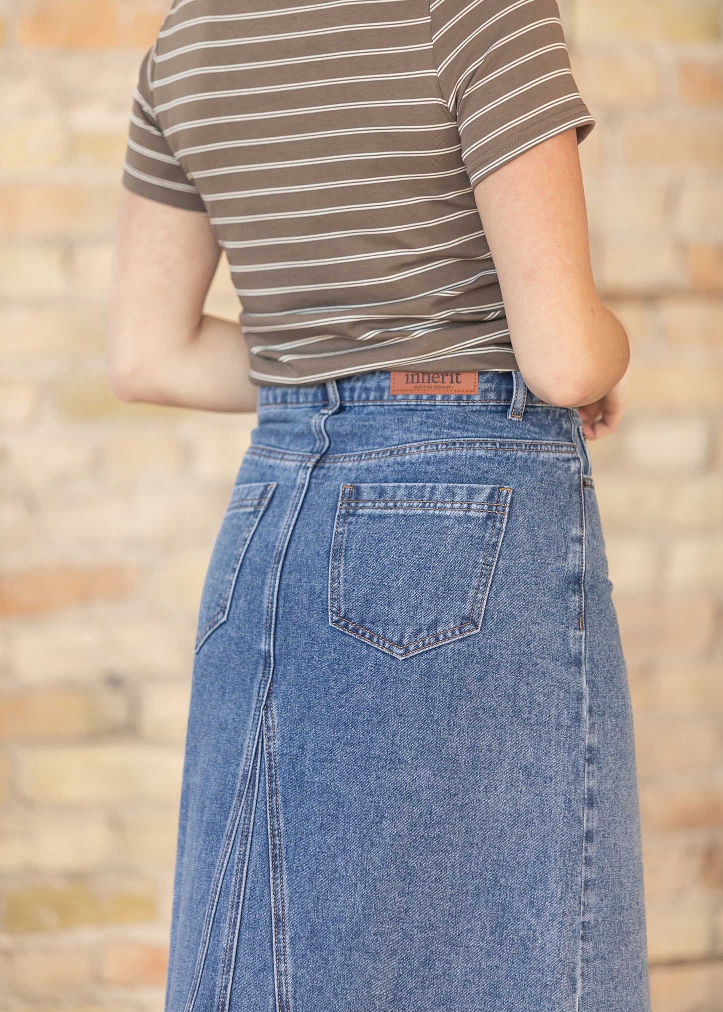 Genevive Medium Wash Maxi Denim Skirt IC Skirts