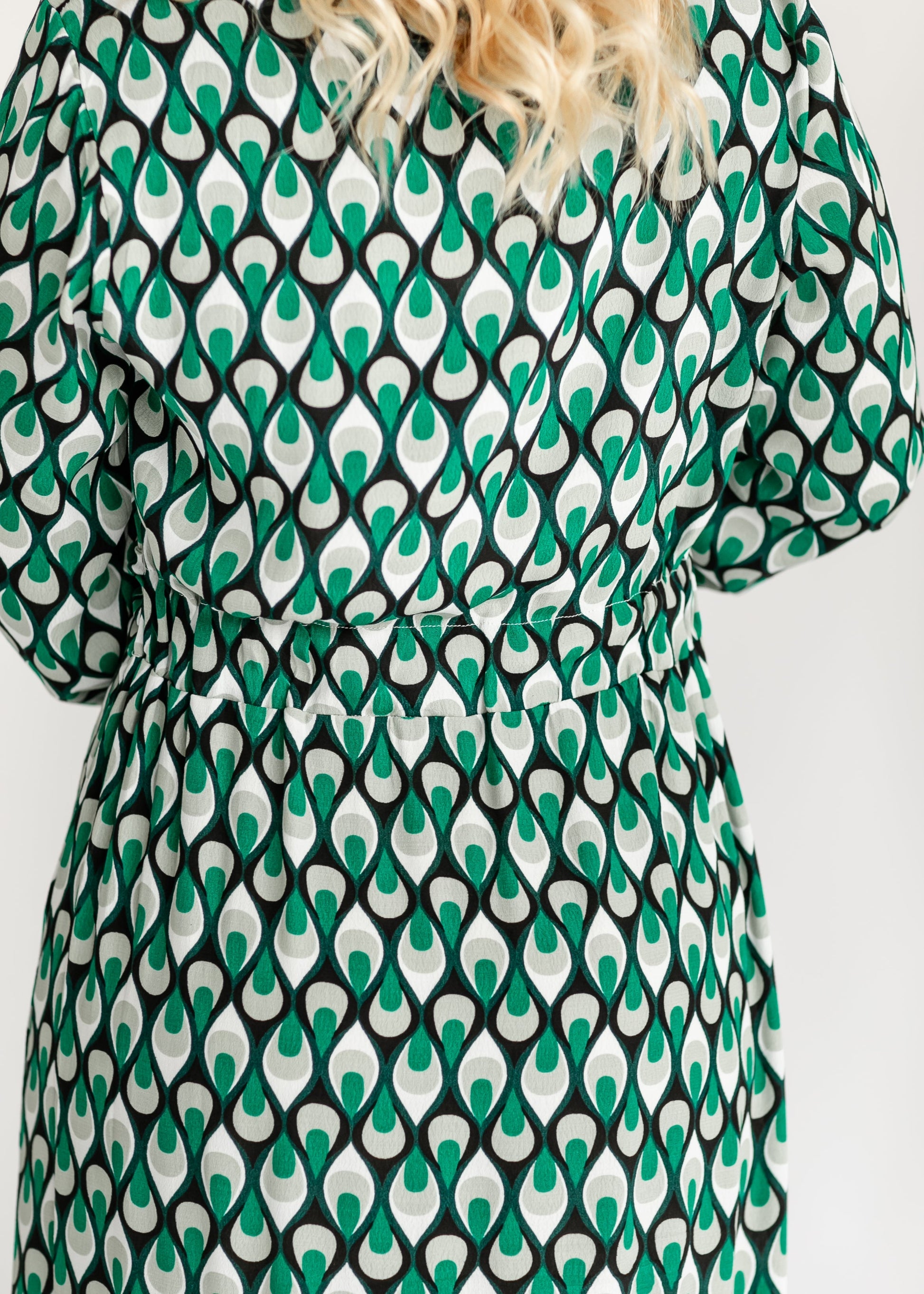 Geometric Long Sleeve Maxi Dress FF Dresses