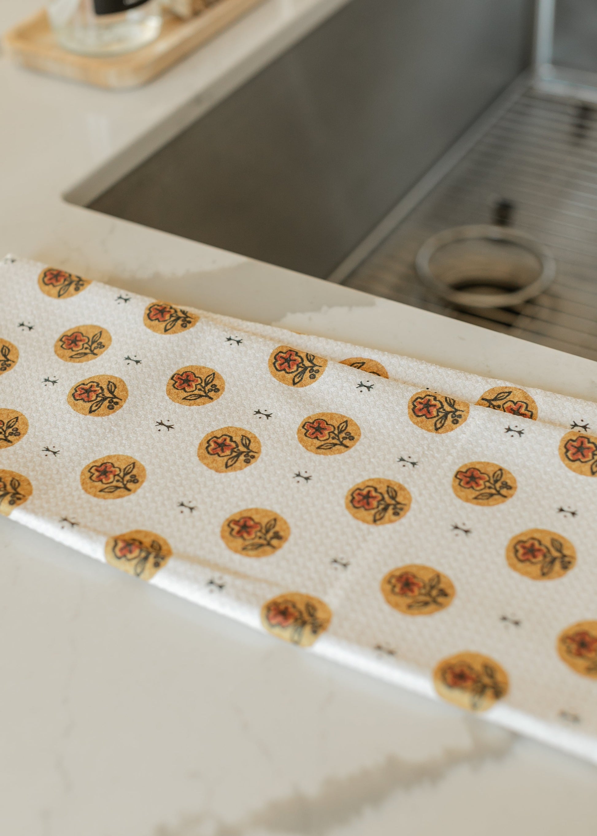 Geometry® Artisanal Floral Cream Tea Towel FF Home + Lifestyle