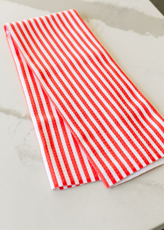 Geometry® Summer Stripe Red Tea Towel Gifts