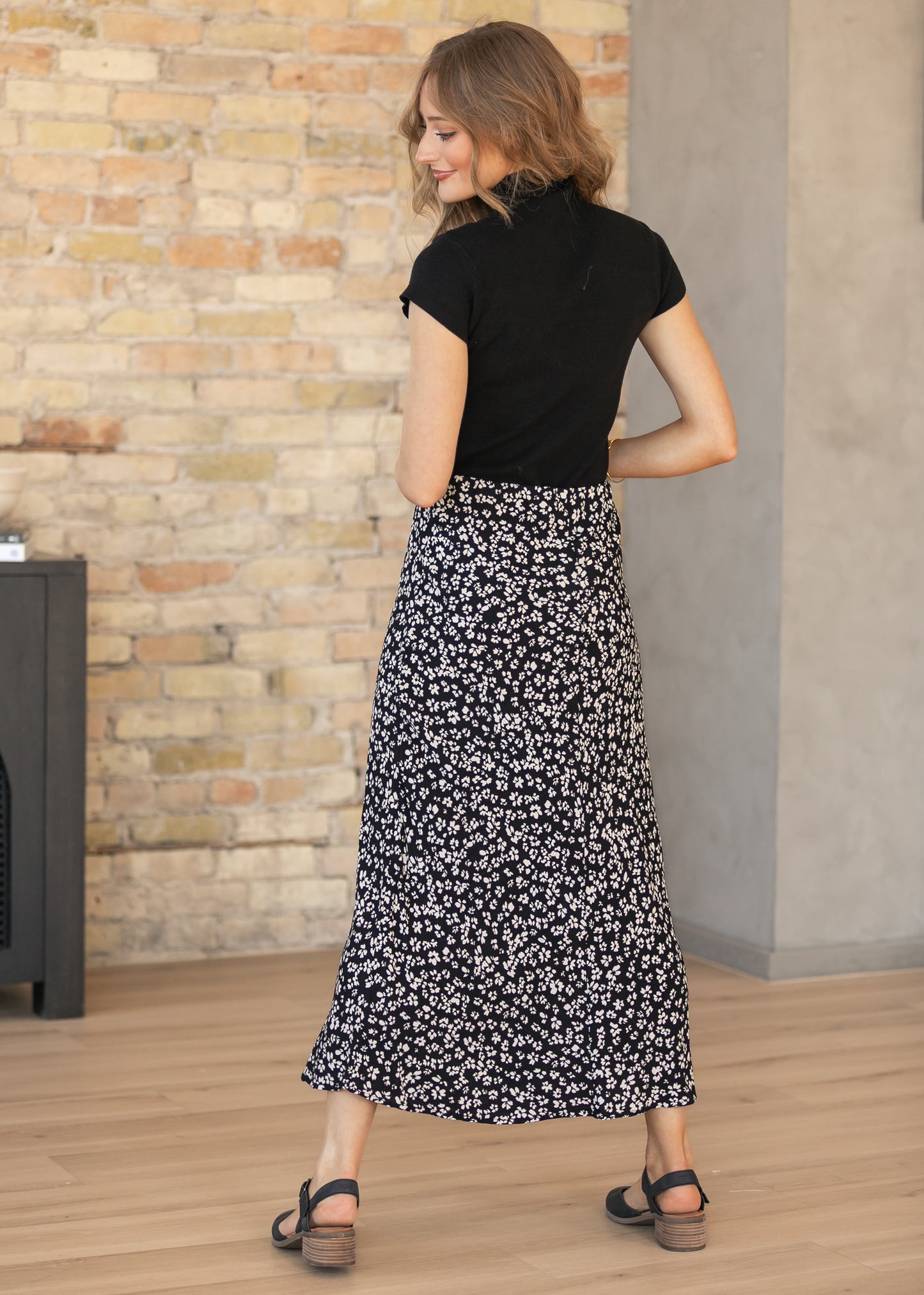 Gia Floral Black Print Maxi Slip Skirt FF Skirts