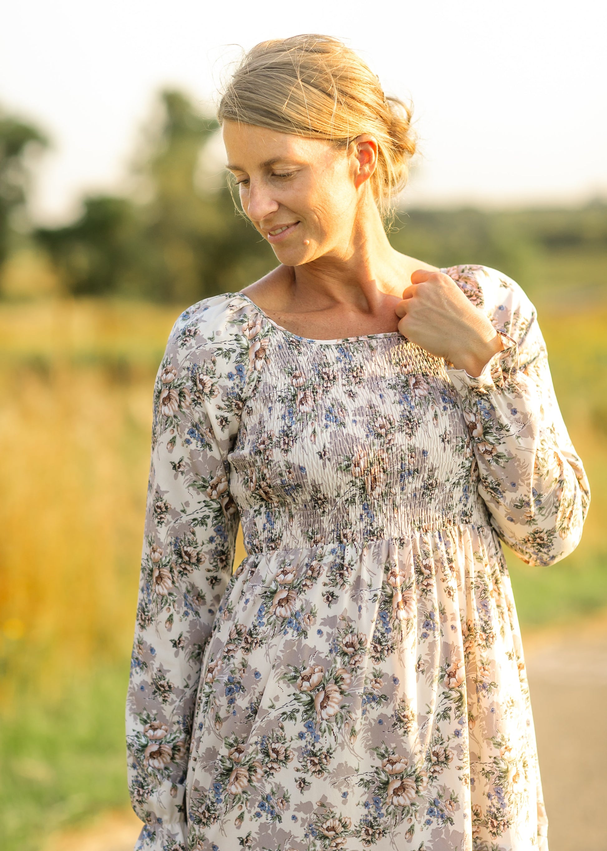 Gia Smocked Long Sleeve Maxi Dress IC Dresses