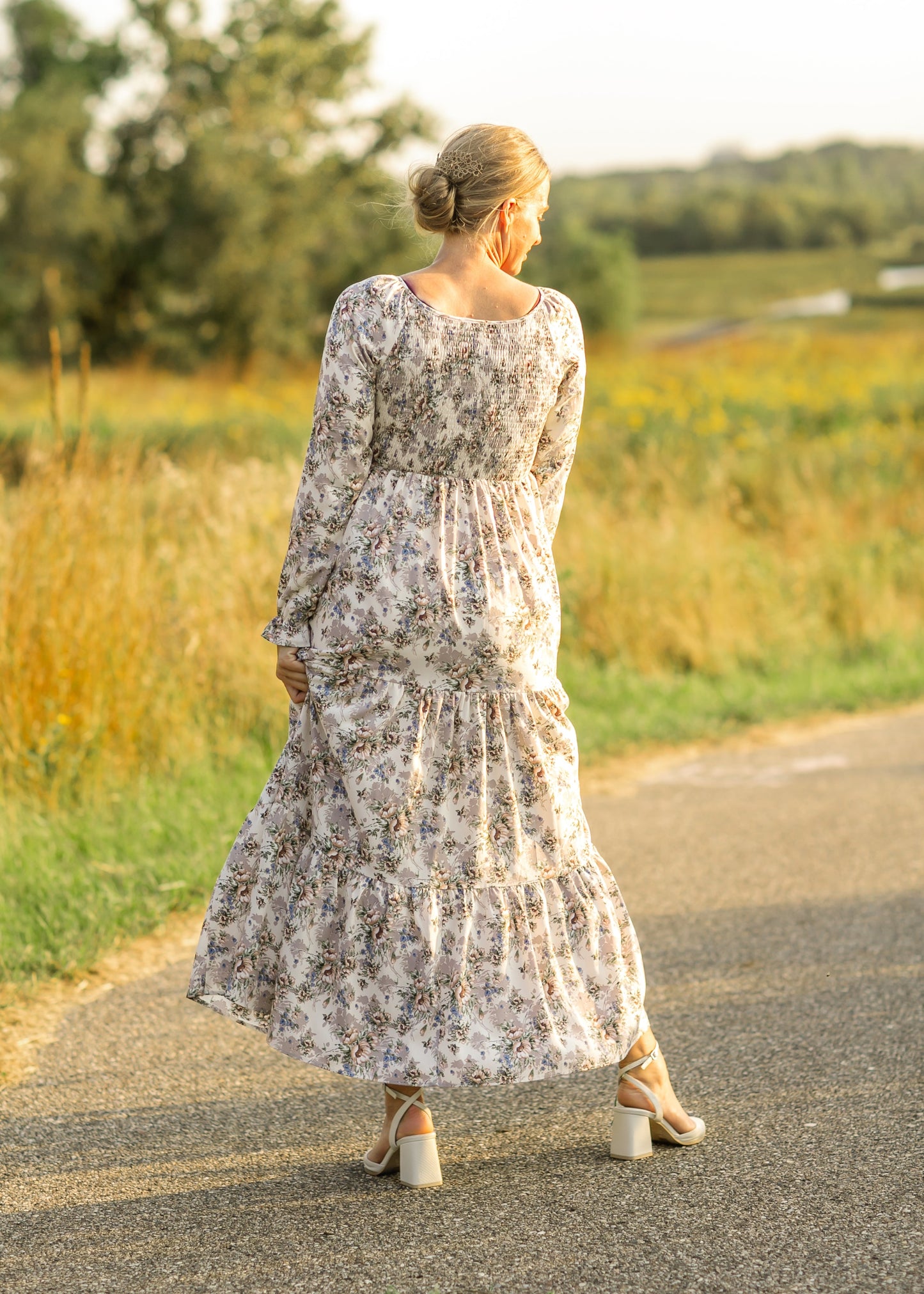 Gia Smocked Long Sleeve Maxi Dress IC Dresses