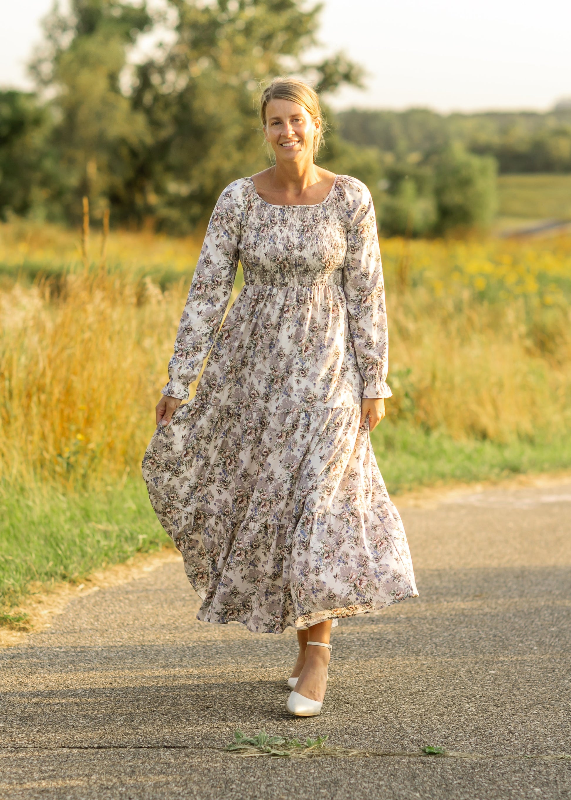 Gia Smocked Long Sleeve Maxi Dress IC Dresses