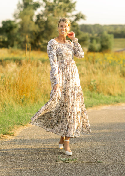 Gia Smocked Long Sleeve Maxi Dress IC Dresses