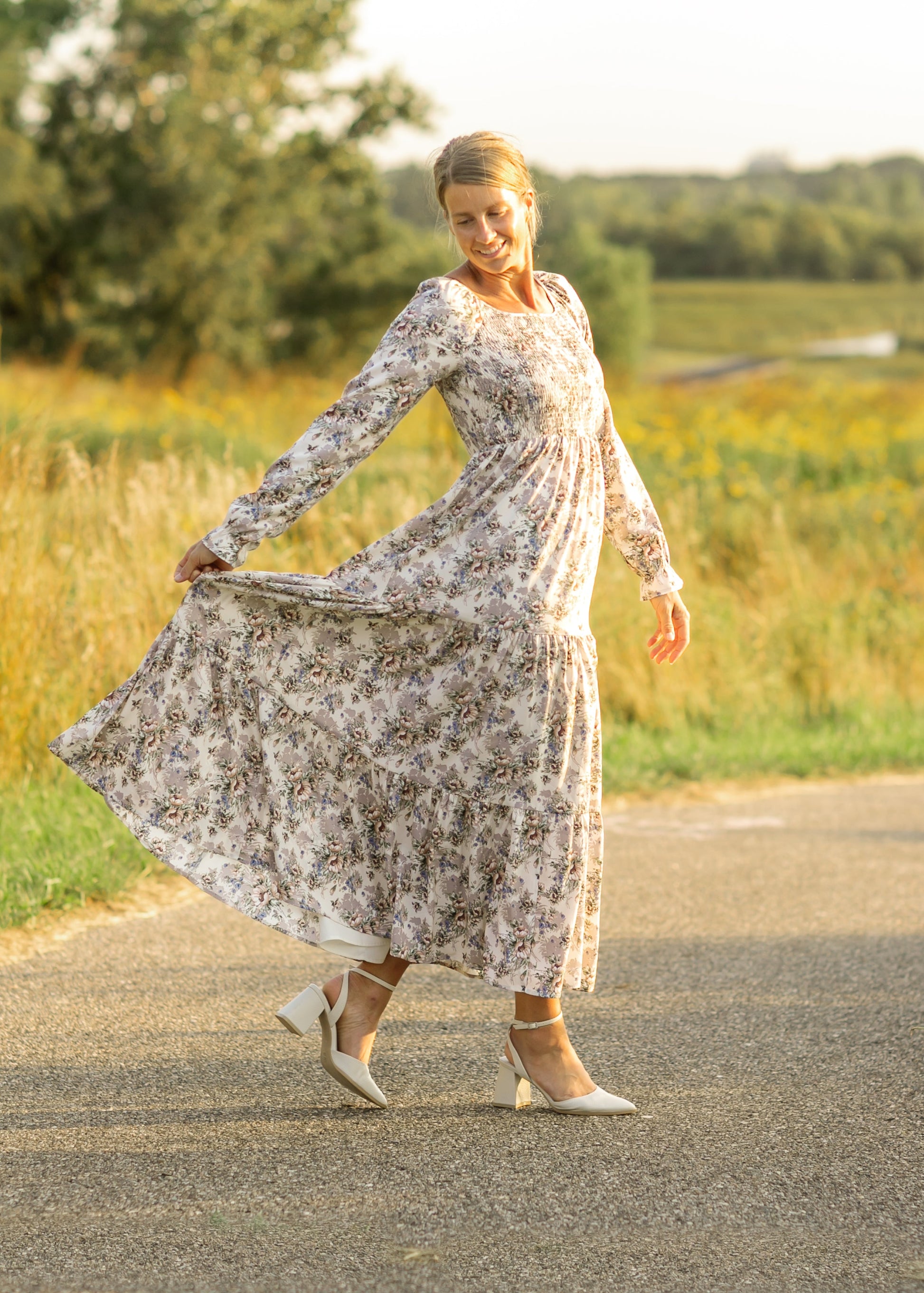 Gia Smocked Long Sleeve Maxi Dress IC Dresses