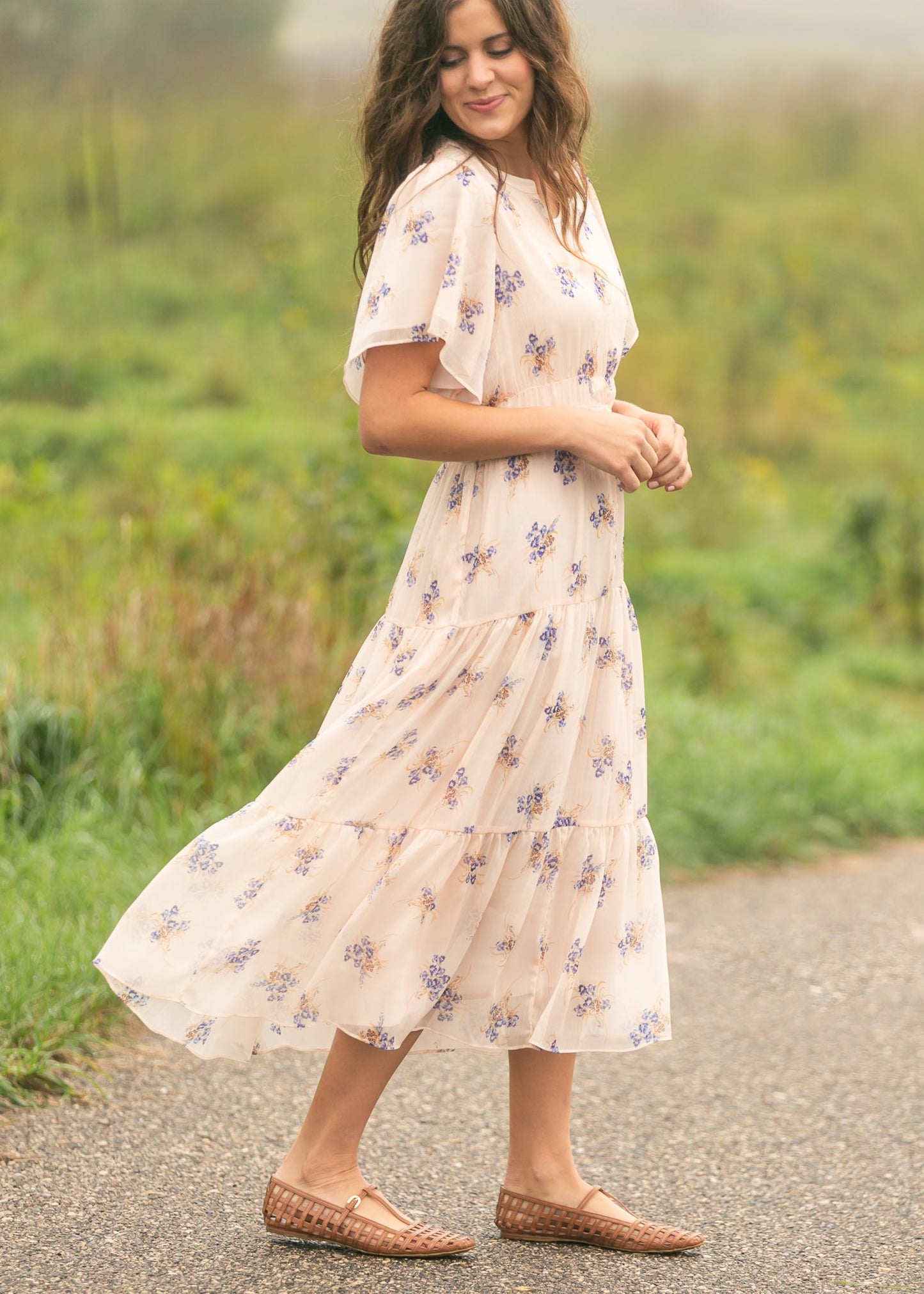 Gina Short Sleeve Tiered Midi Dress FF Dresses