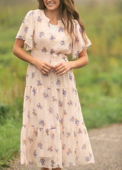 Gina Short Sleeve Tiered Midi Dress FF Dresses