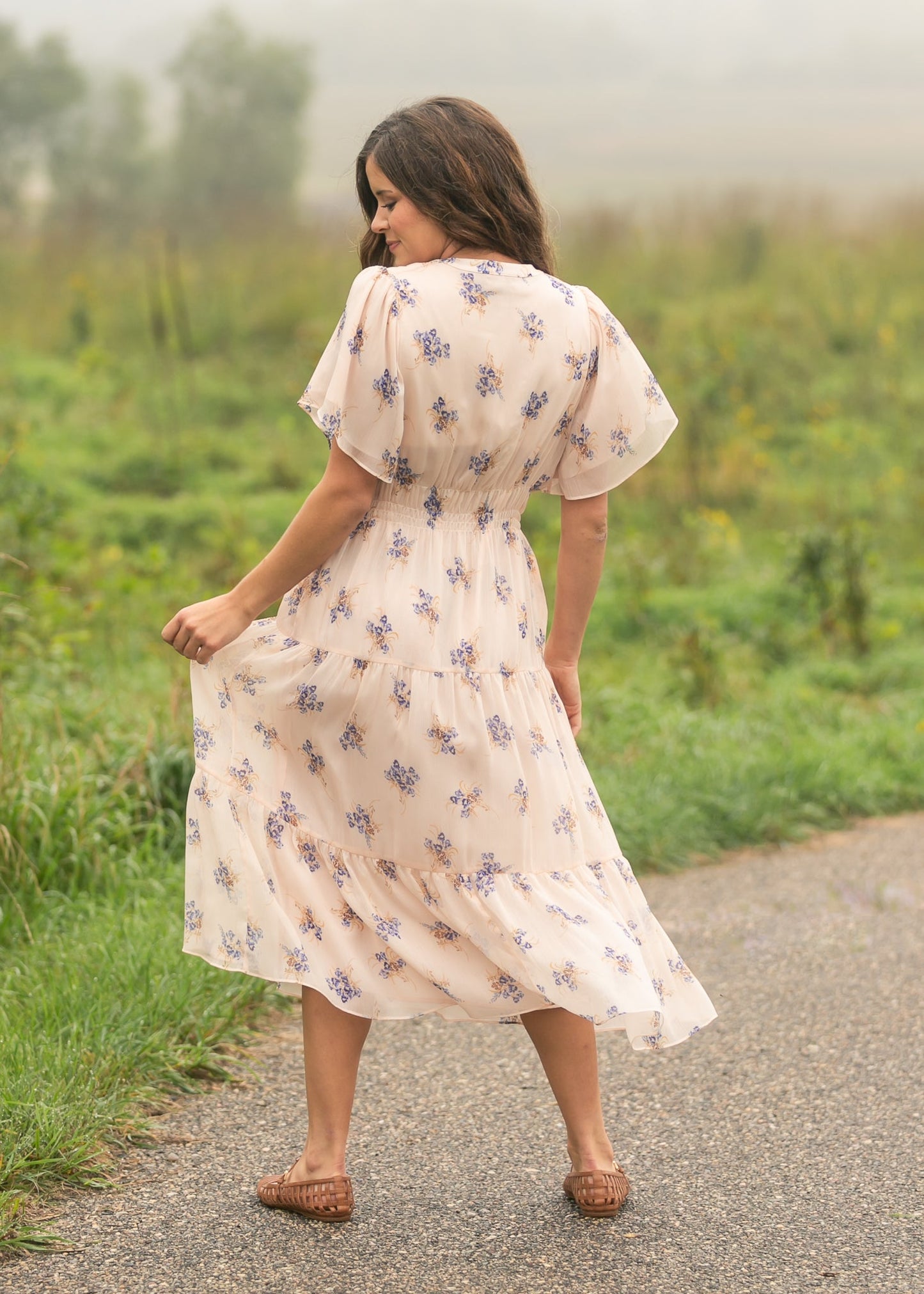 Gina Short Sleeve Tiered Midi Dress FF Dresses