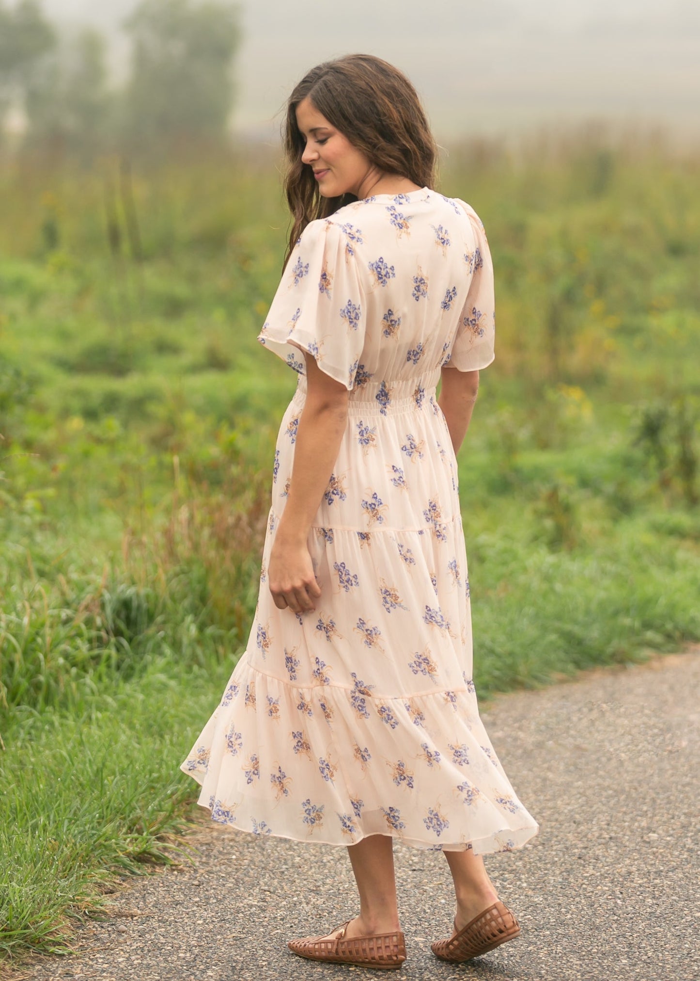 Gina Short Sleeve Tiered Midi Dress FF Dresses