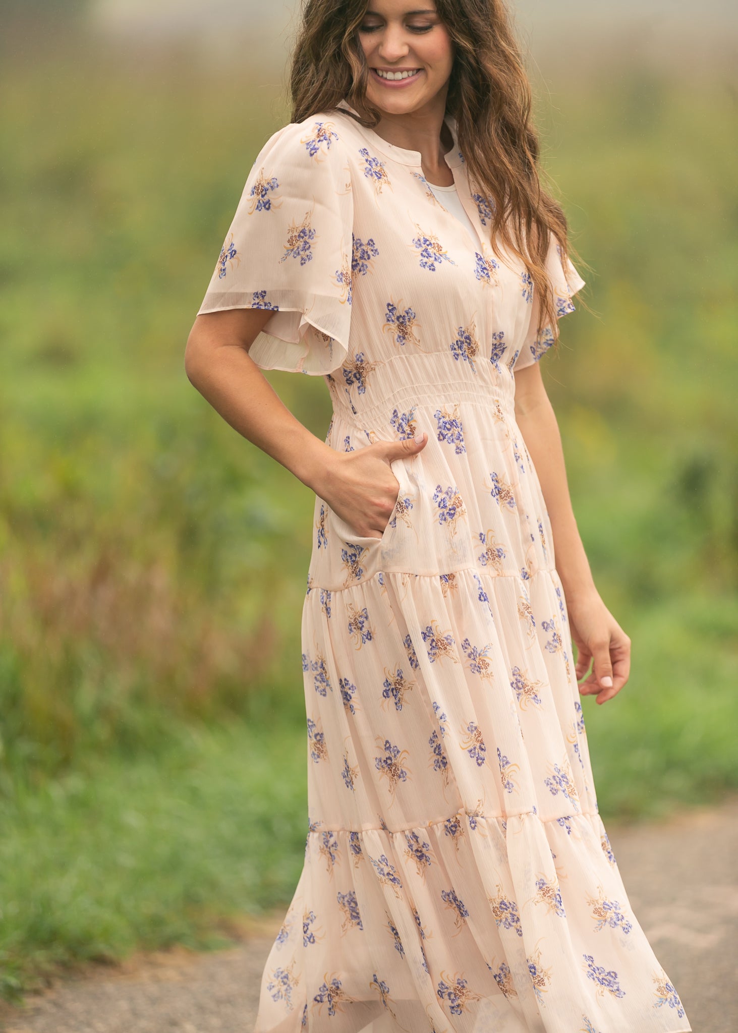 Gina Short Sleeve Tiered Midi Dress FF Dresses