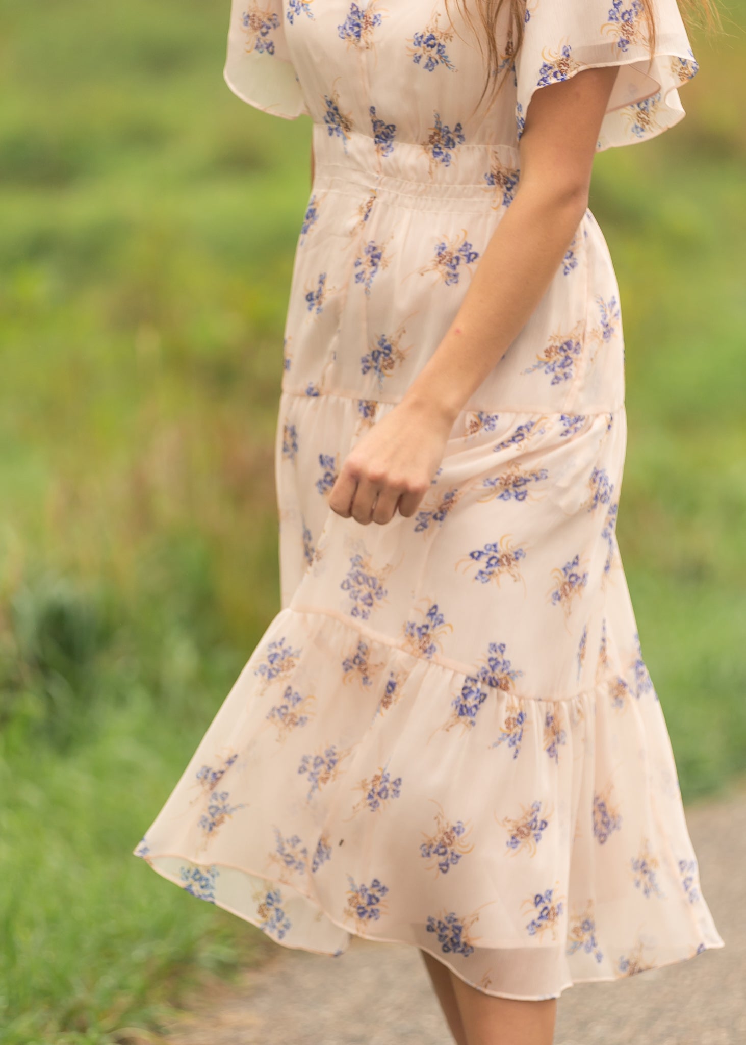 Gina Short Sleeve Tiered Midi Dress FF Dresses