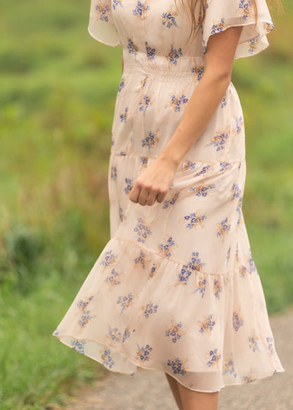 Gina Short Sleeve Tiered Midi Dress FF Dresses