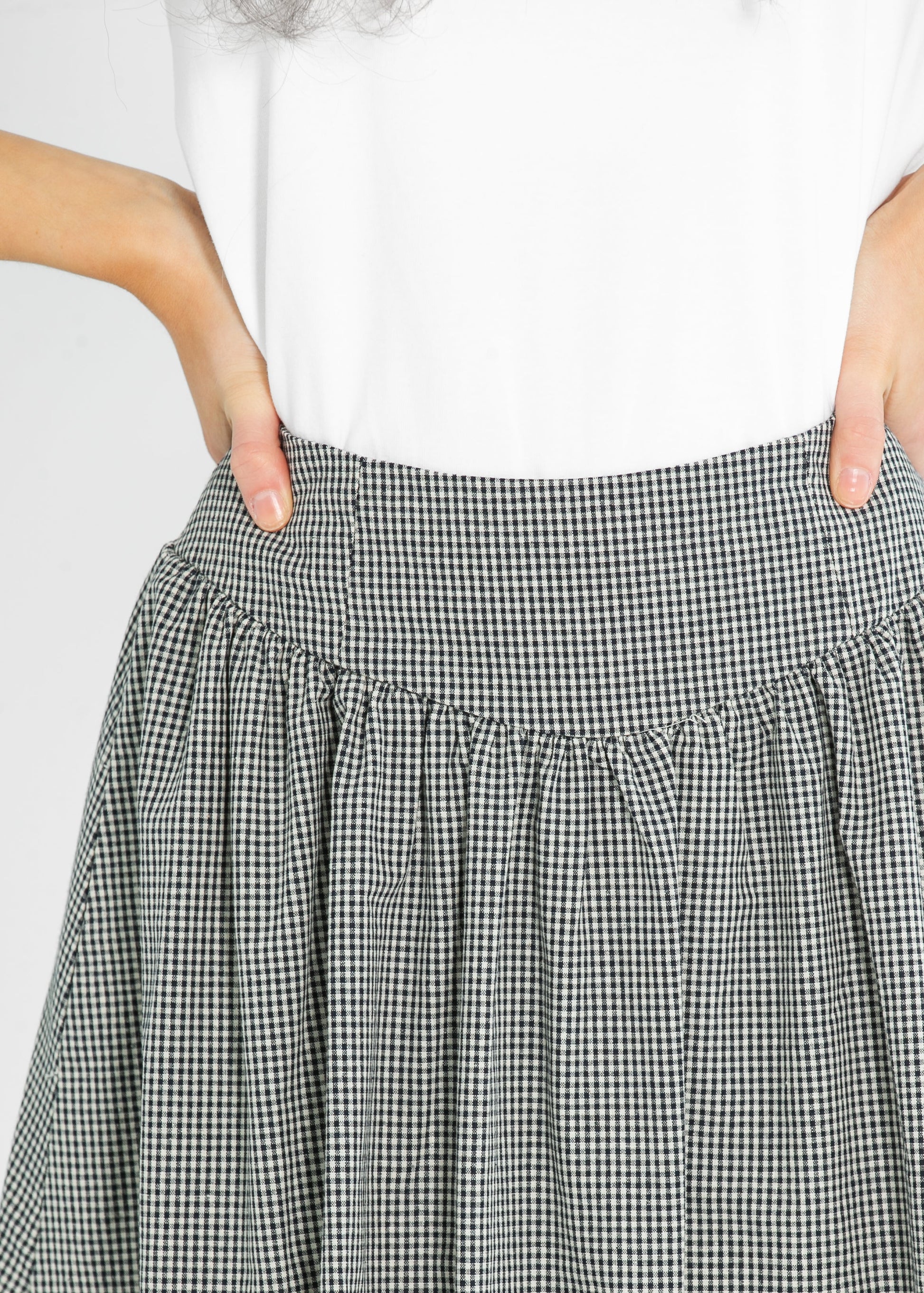 Gingham Balloon Midi Skirt FF Skirts