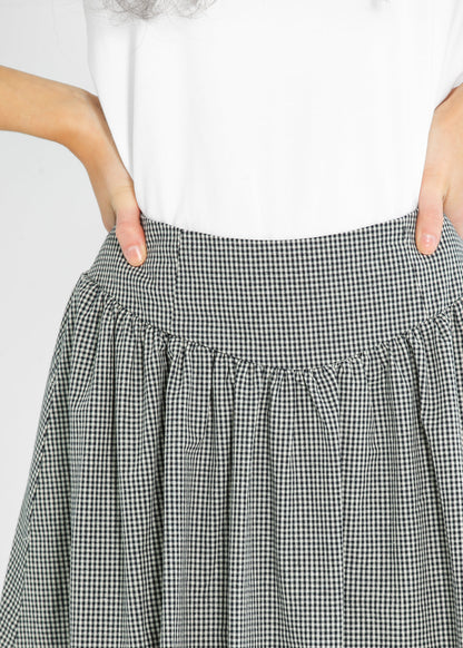 Gingham Balloon Midi Skirt FF Skirts