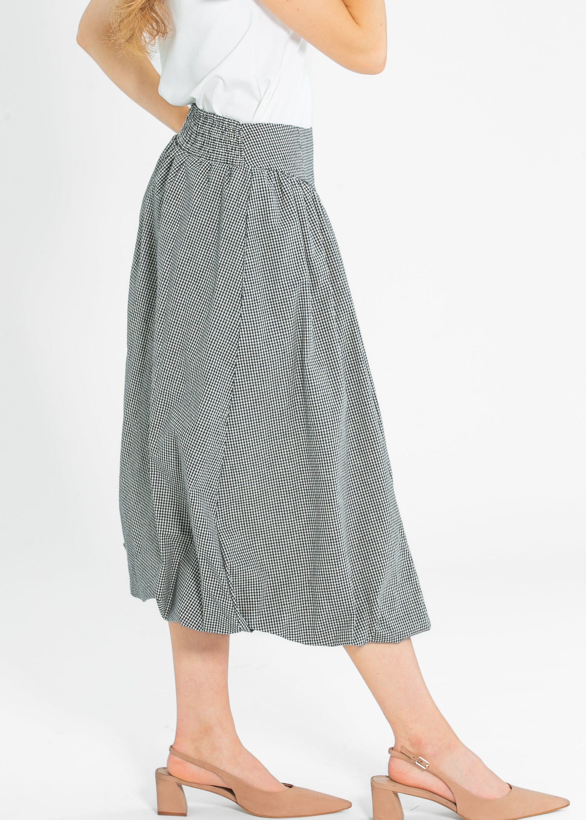 Gingham Balloon Midi Skirt FF Skirts