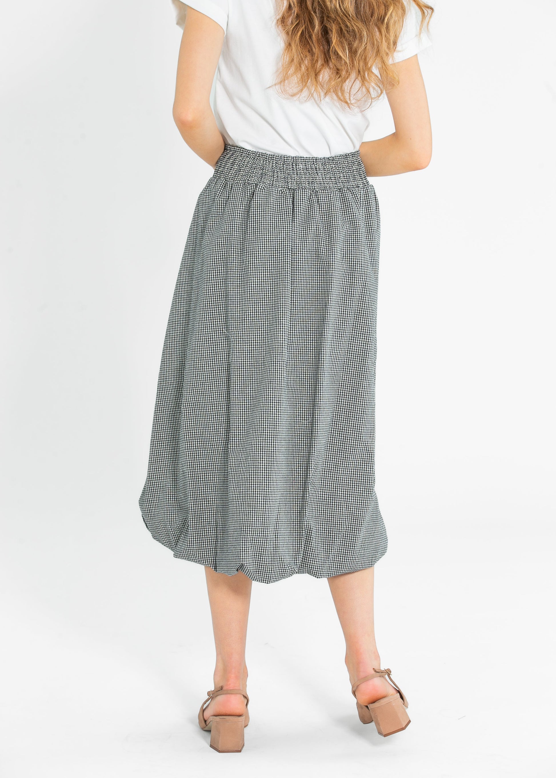Gingham Balloon Midi Skirt FF Skirts