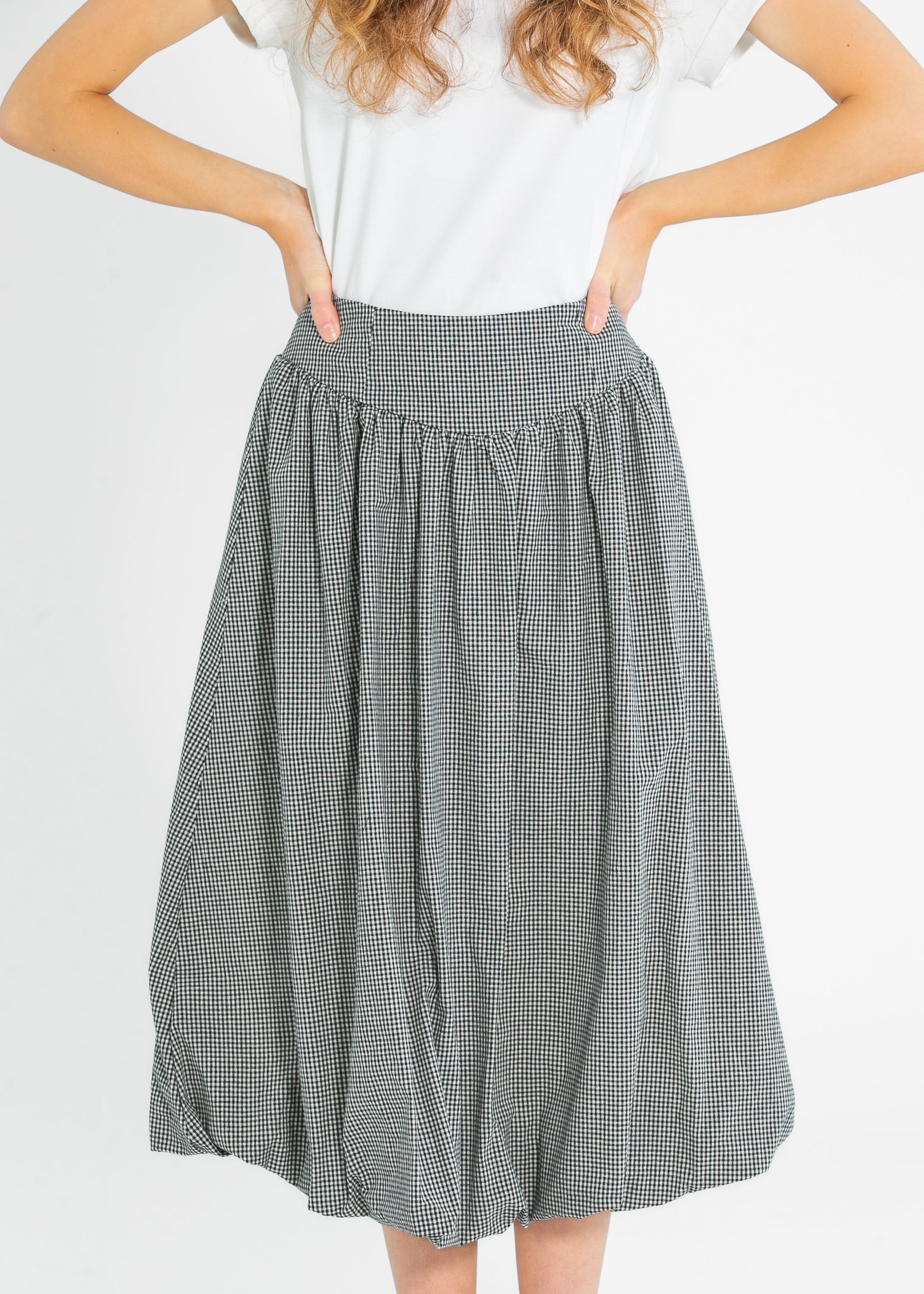 Gingham Balloon Midi Skirt FF Skirts S