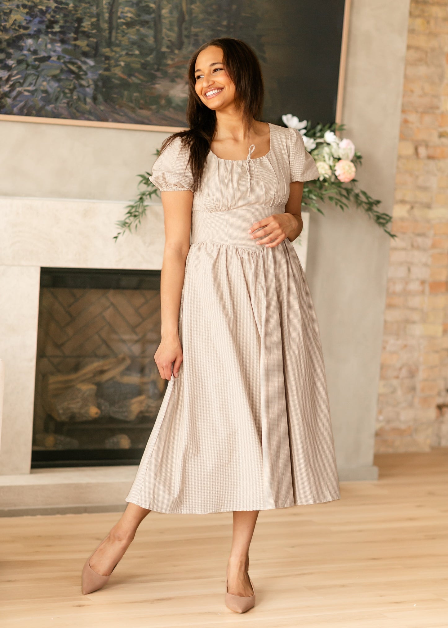 Gingham Fit and Flare Maxi Dress FF Dresses