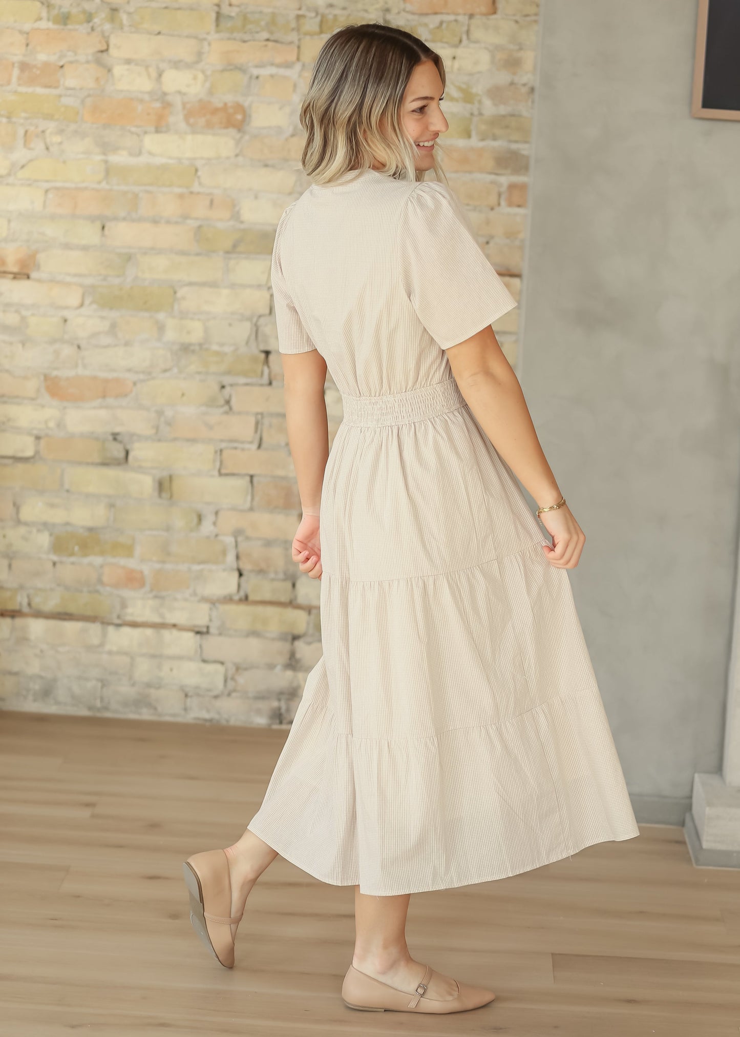 Gingham Half Button Maxi Dress FF Dresses