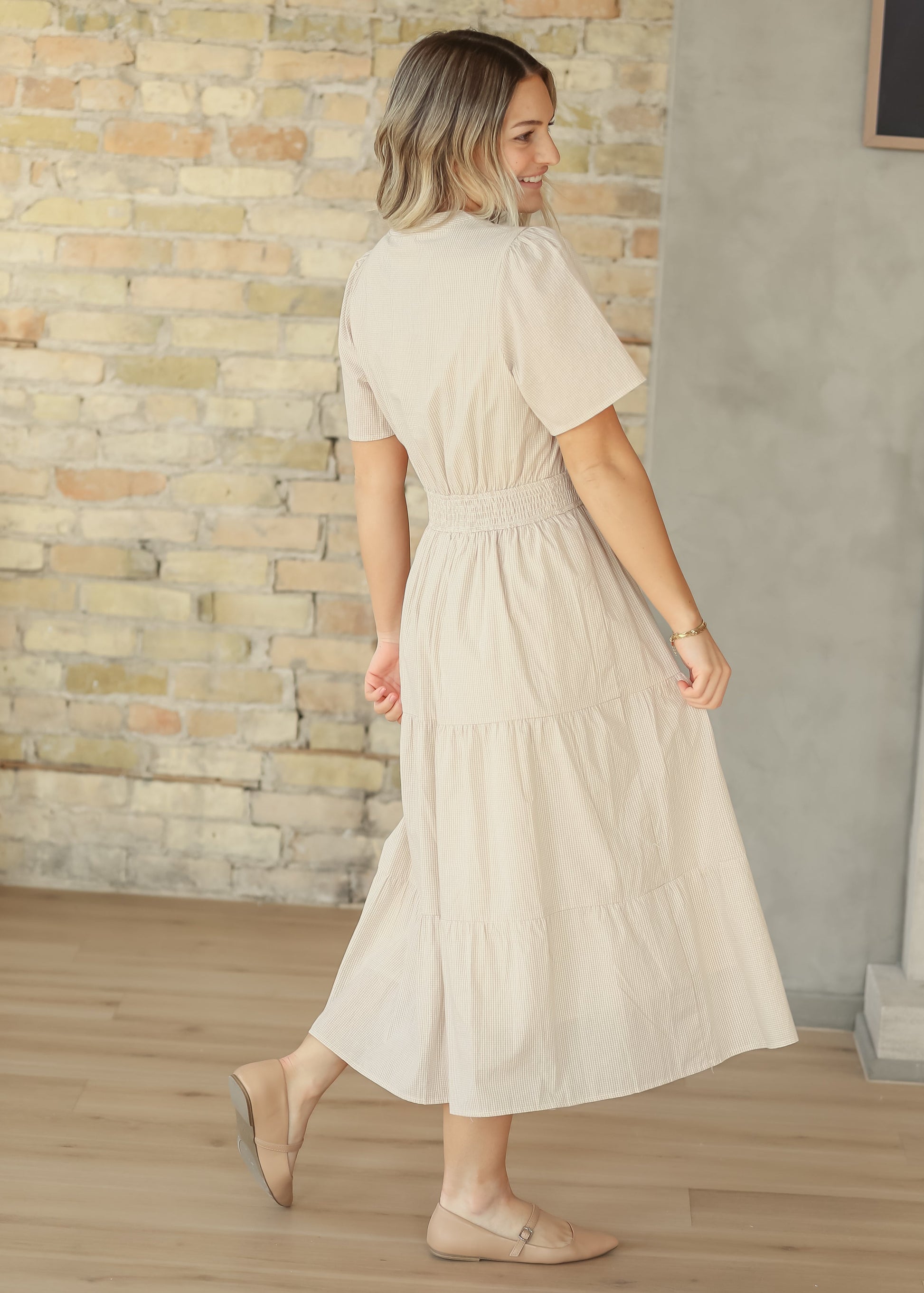 Gingham Half Button Maxi Dress FF Dresses