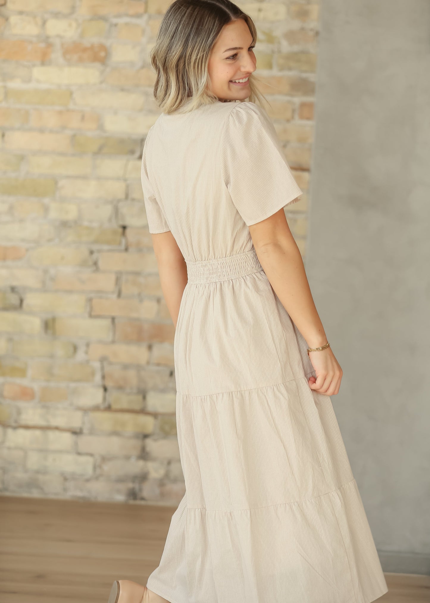 Gingham Half Button Maxi Dress FF Dresses