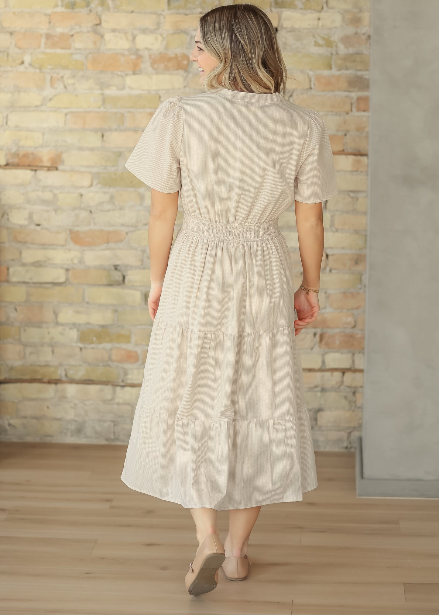 Gingham Half Button Maxi Dress FF Dresses