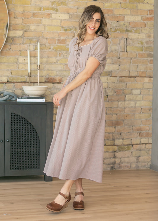 Gingham Sweetheart Neck Maxi Dress FF Dresses