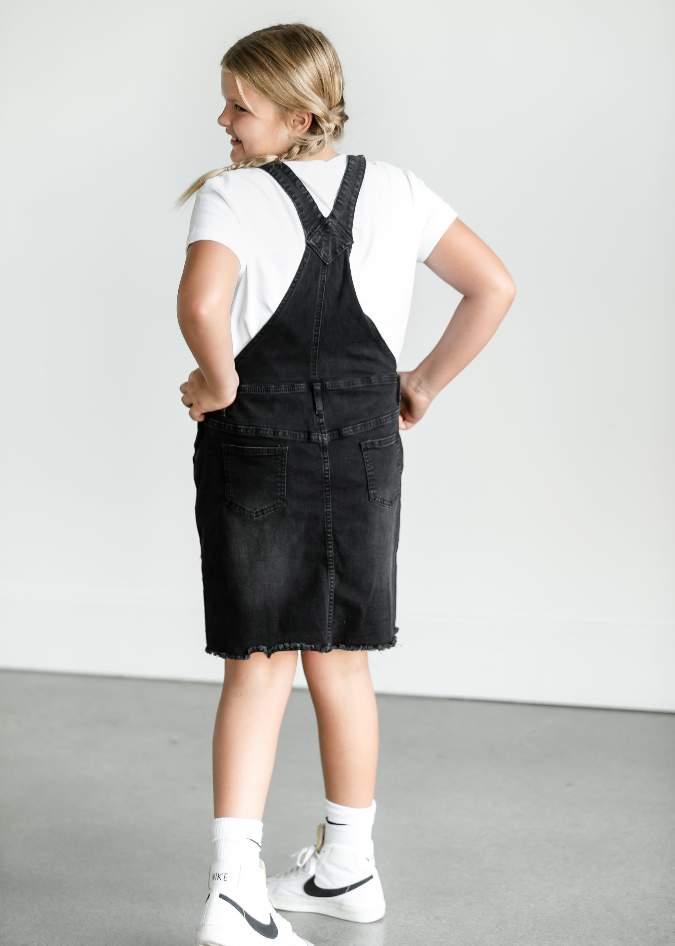 black denim overall dress Maternity Crafted from high Corduroy Overall Dress | United