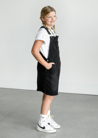 Overall Dress White Top And Black Dress Girl's Aria Denim Overall