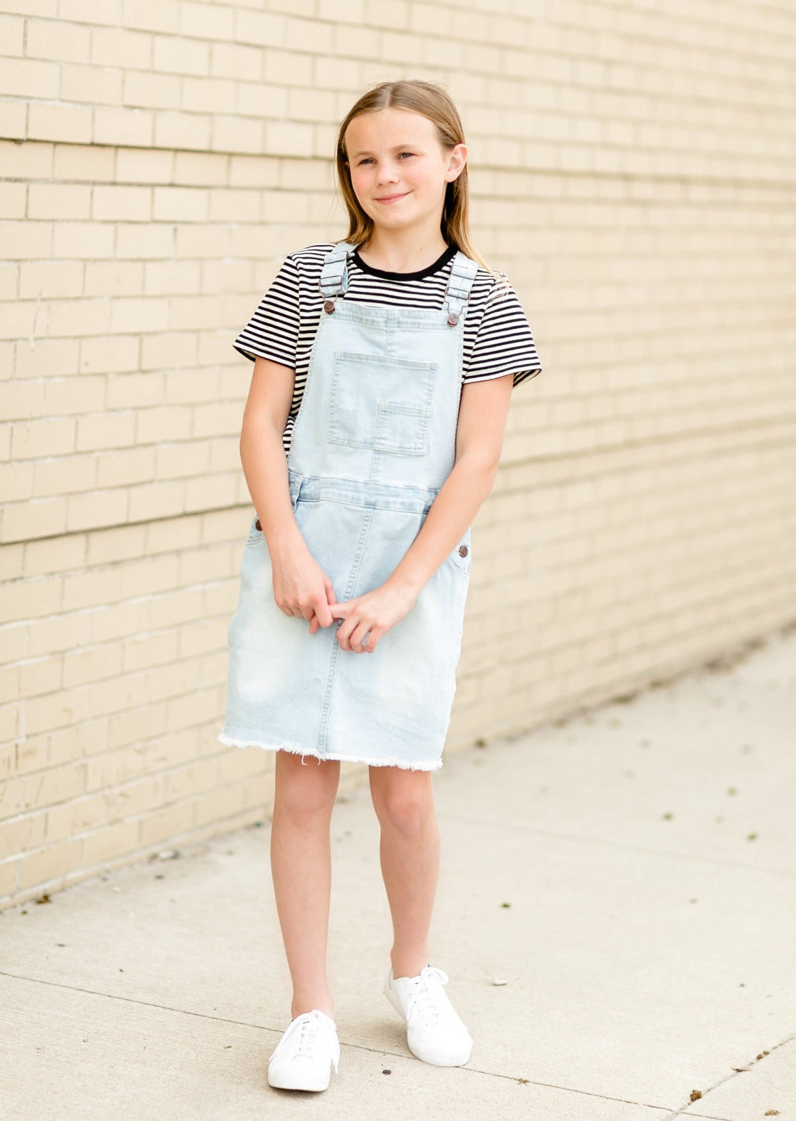 Girl's Aria Denim Overall Jumper Dress - FINAL SALE Inherit Co. Girl's Aria Denim Overall Jumper Dress - FINAL SALE Inherit Co.