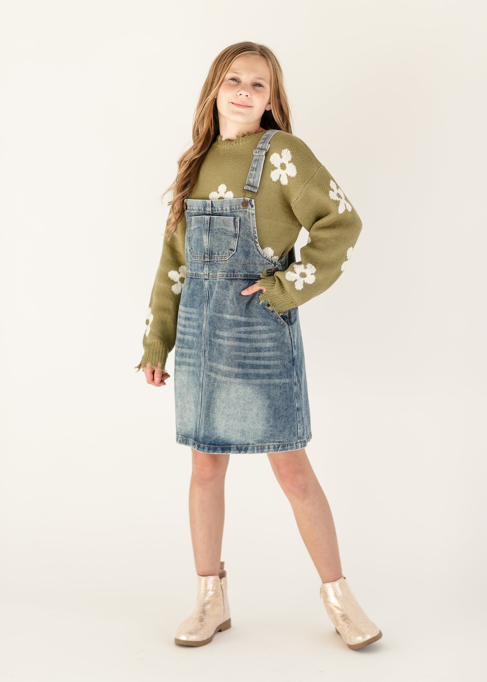 Girl's Blakely Denim Overall Dress - FINAL SALE Inherit Co. Girl's Blakely Denim Overall Dress - FINAL SALE Inherit Co.