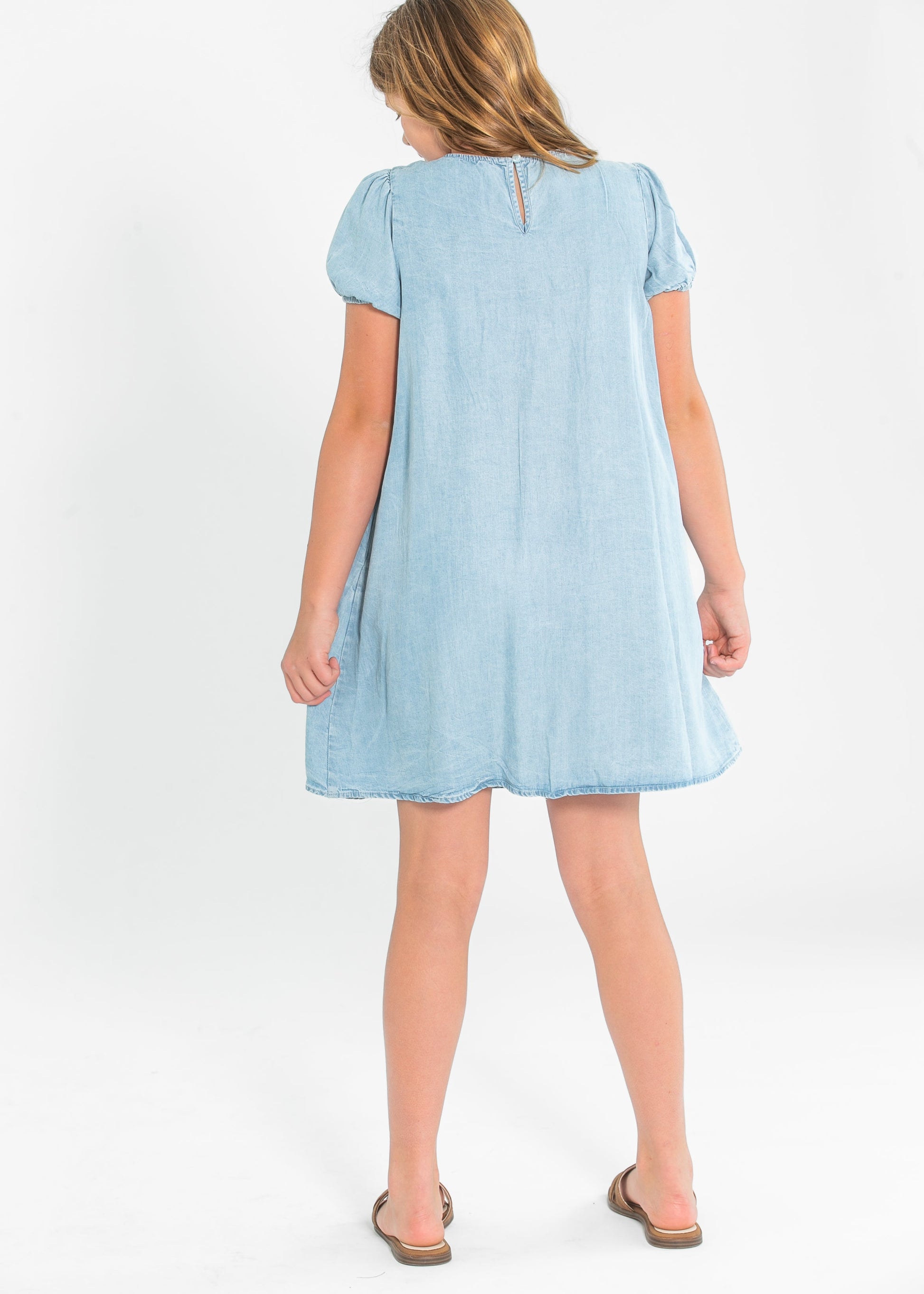 Girl's Chambray Bow Detail Dress FF Girls