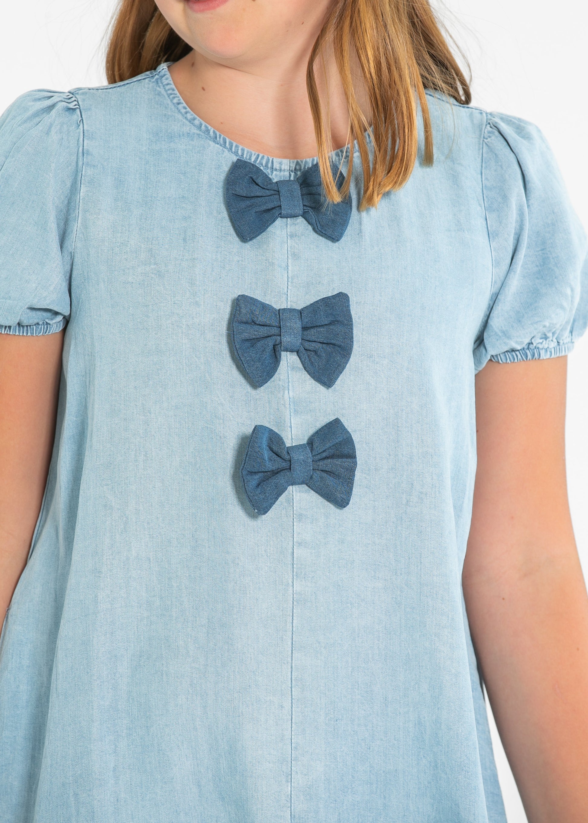 Girl's Chambray Bow Detail Dress FF Girls