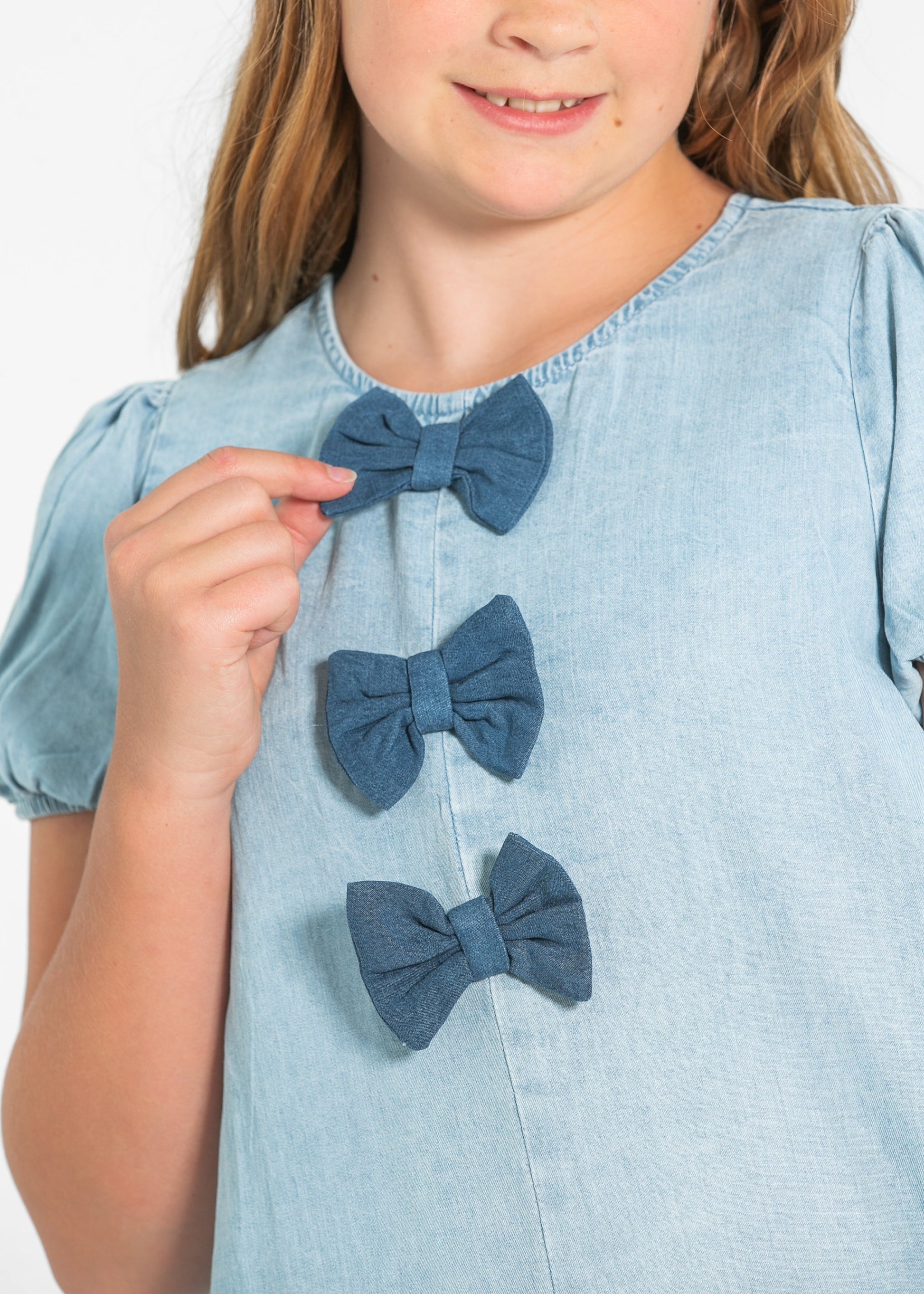 Girl's Chambray Bow Detail Dress FF Girls