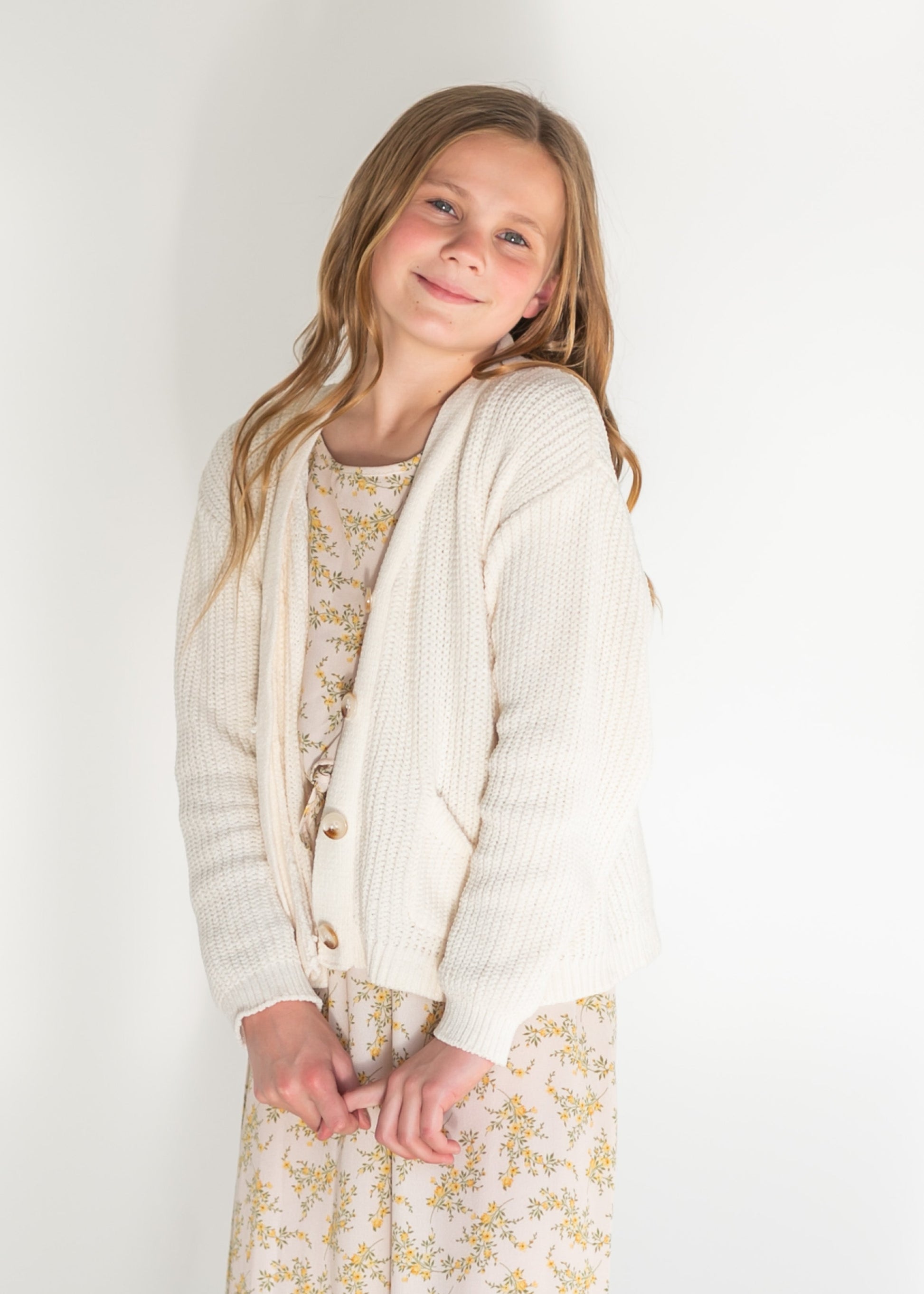Girl's Chenille Front Button Cardigan - FINAL SALE – Inherit Co.