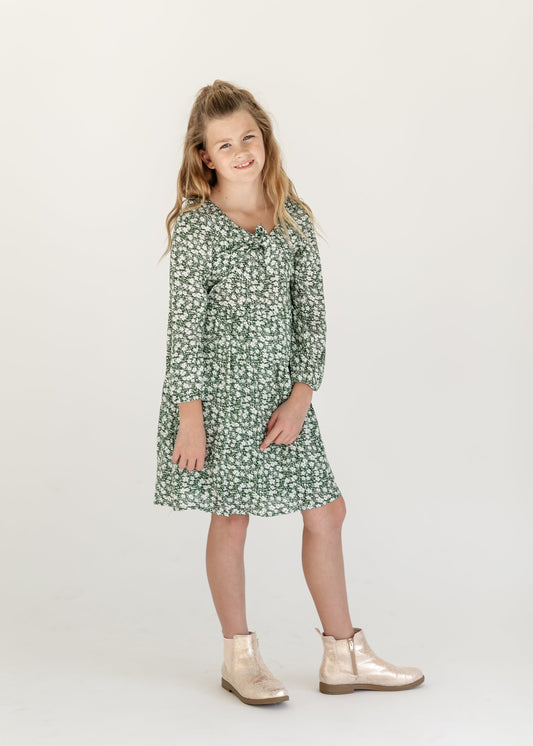 Girl's Ditsy Floral Bow Front Dress FF Girls