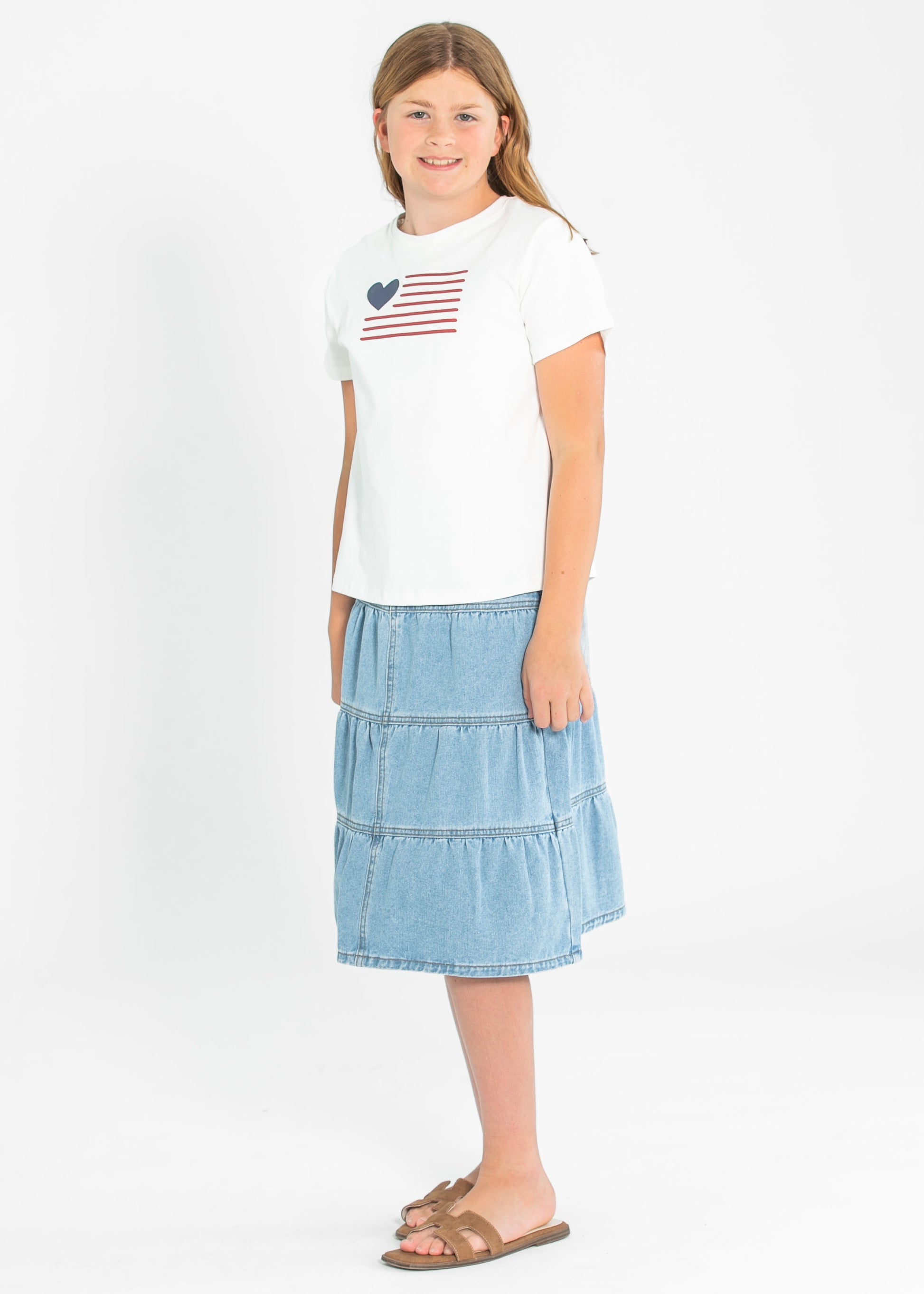 Girl's Heart Flag Graphic Tee FF Girls