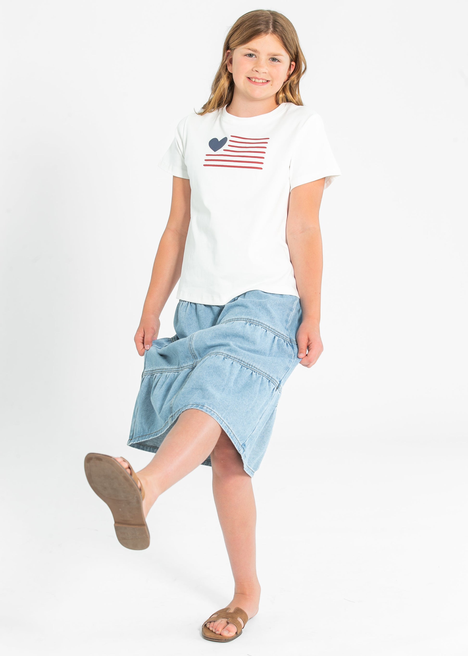 Girl's Heart Flag Graphic Tee FF Girls