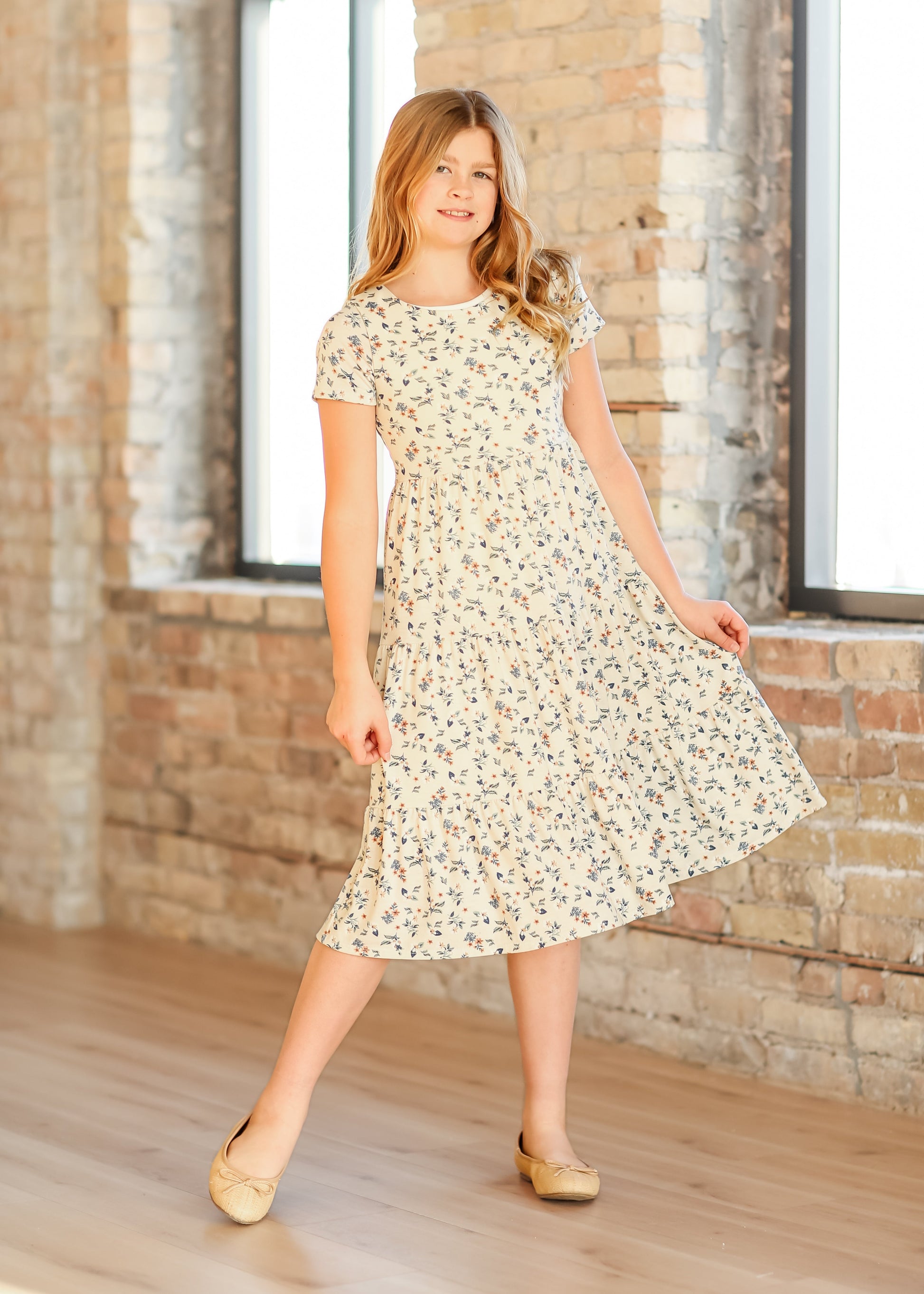 Girl's Melanie Tiered Knit Midi Dress IC Girls