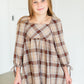Girl's Plaid Square Neck Midi Dress FF Girls