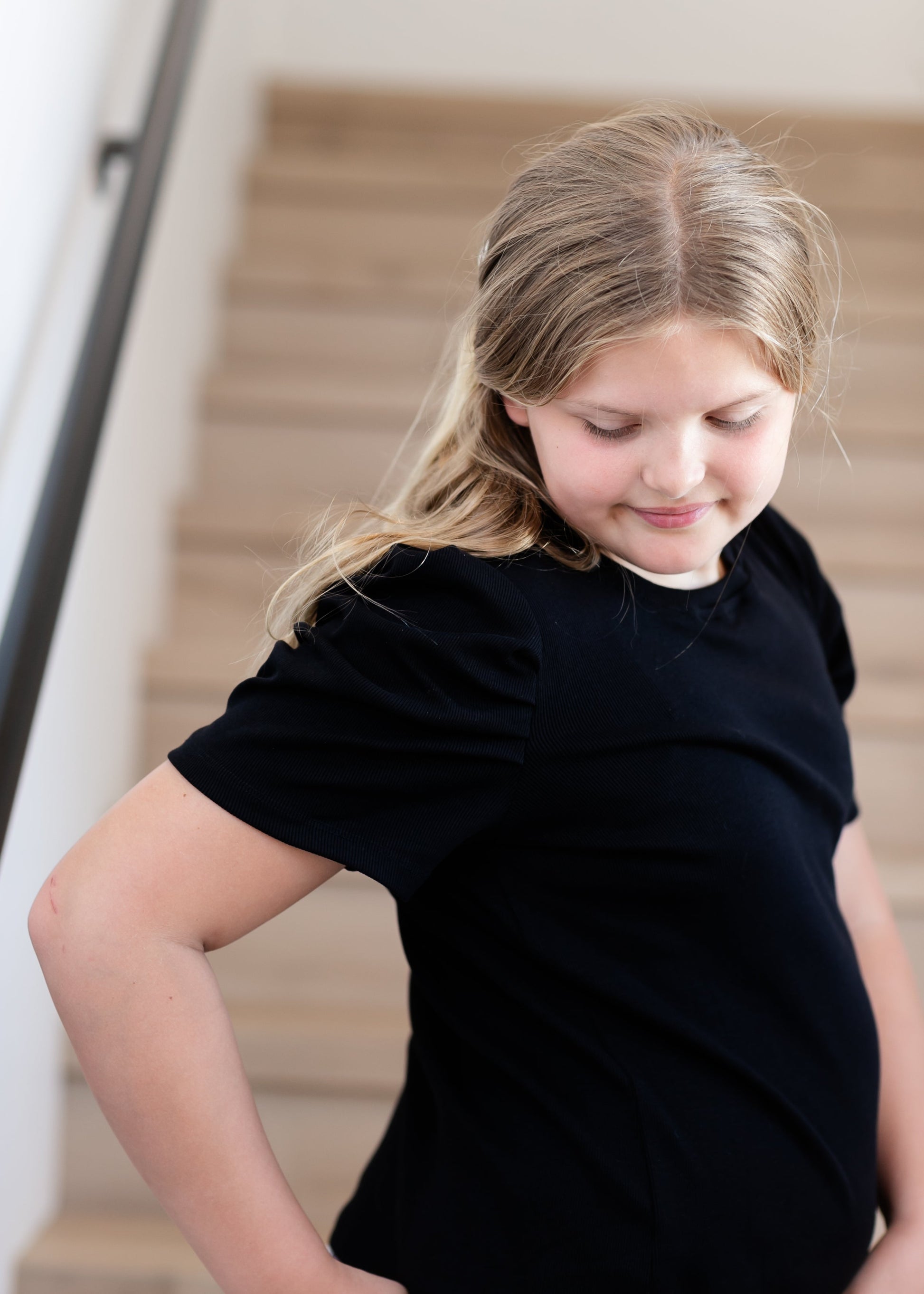 Girl's Ribbed Puff Sleeve Top FF Girls