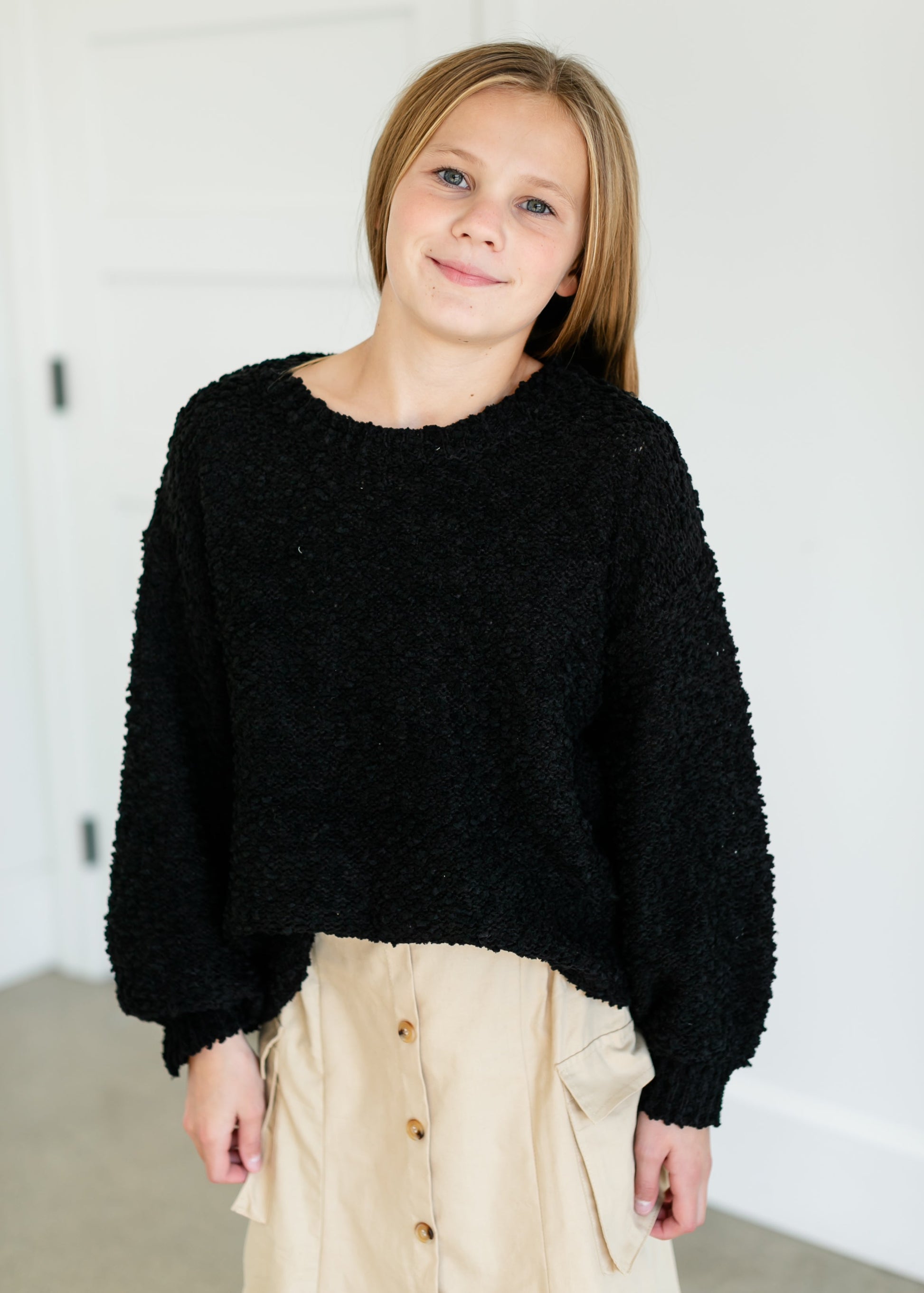 Girls Popcorn Knit Pullover Sweater FF Girls