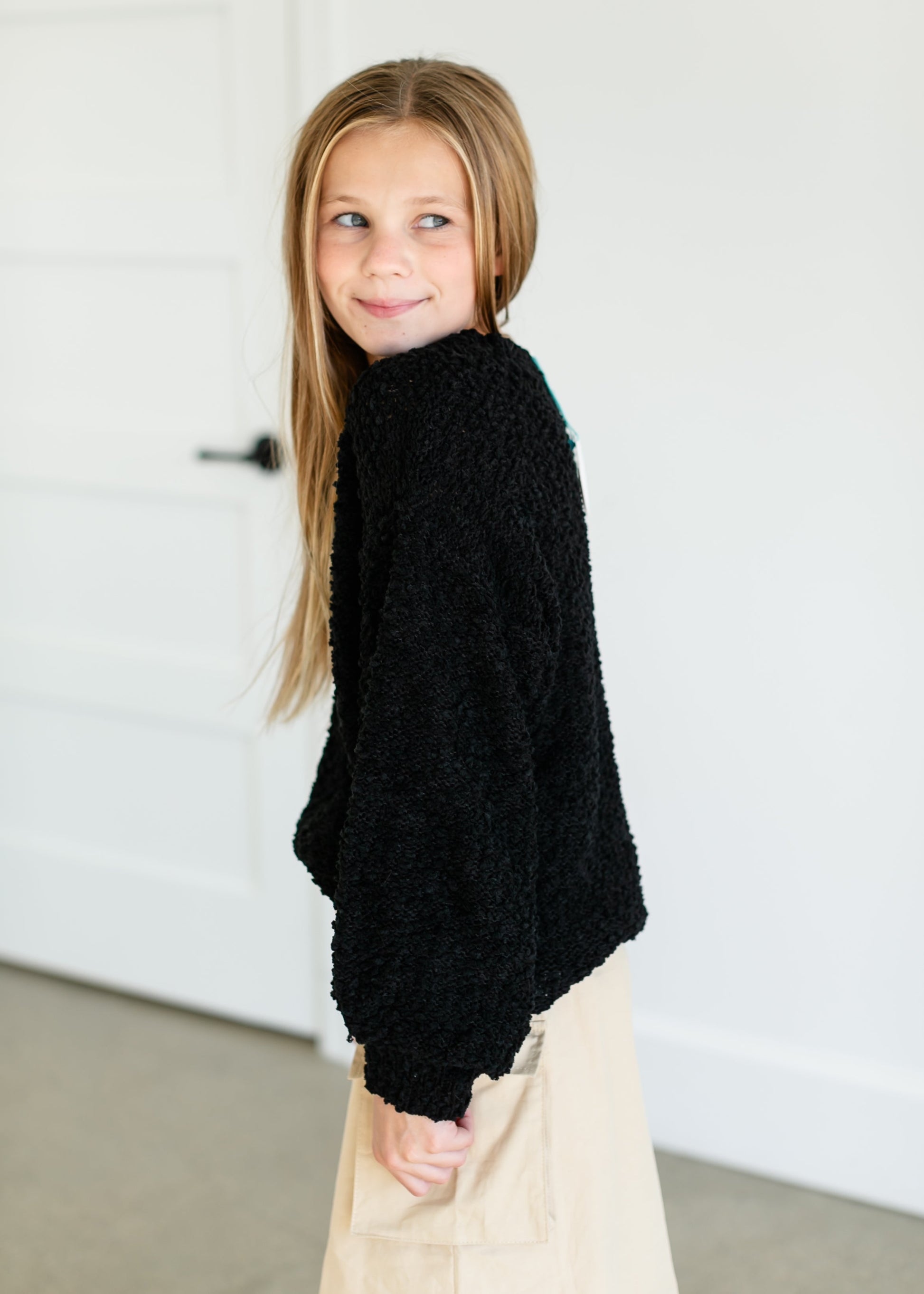 Girls Popcorn Knit Pullover Sweater FF Girls