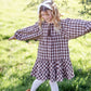 Girls Puff Sleeve Tie Neck Gingham Midi Dress - FINAL SALE FF Girls