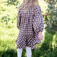 Girls Puff Sleeve Tie Neck Gingham Midi Dress - FINAL SALE FF Girls