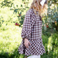 Girls Puff Sleeve Tie Neck Gingham Midi Dress - FINAL SALE FF Girls