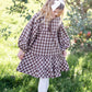 Girls Puff Sleeve Tie Neck Gingham Midi Dress - FINAL SALE FF Girls