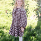 Girls Puff Sleeve Tie Neck Gingham Midi Dress - FINAL SALE FF Girls