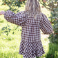 Girls Puff Sleeve Tie Neck Gingham Midi Dress - FINAL SALE FF Girls
